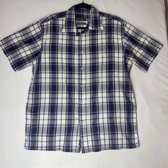 Zara Blue and White Plaid Cotton Casual Shirt Large - Picture 4 of 15